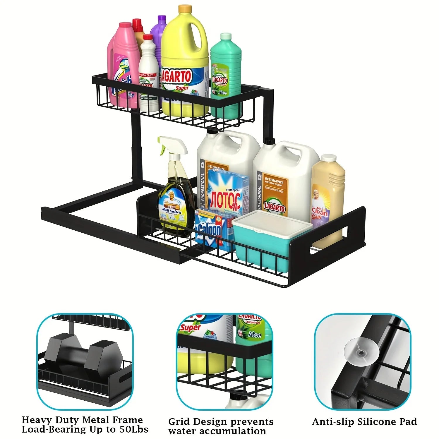 2-Tier Slide-Out Under Sink Organizer Rack