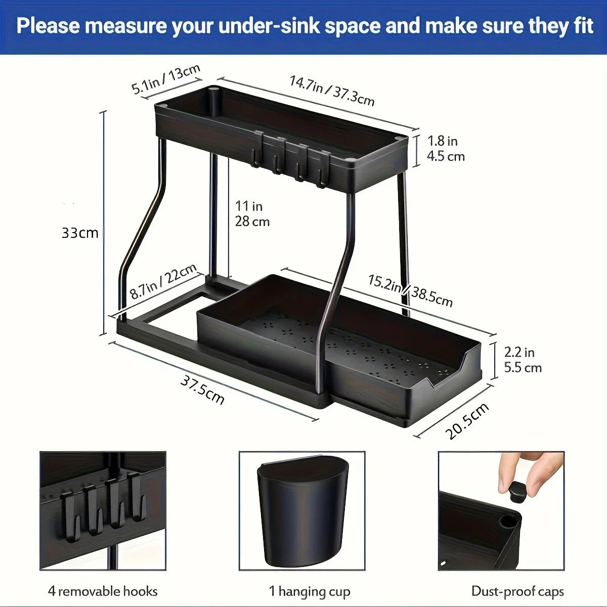 2-Tier Under Sink Organizer Storage Rack