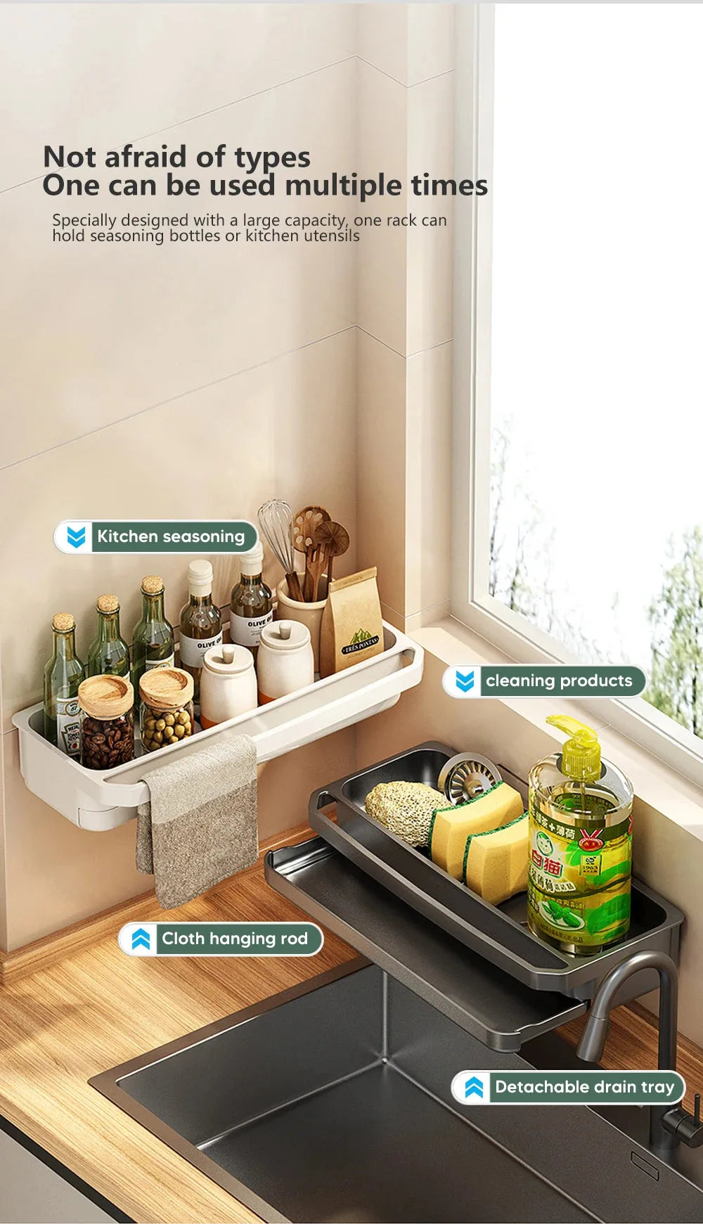 Sink Organizer Drain Rack & Sponge Holder